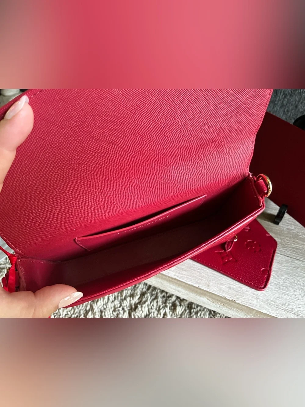 Montana West Red Embossed 4pc Crossbody Wallet Set with Gold Hardware